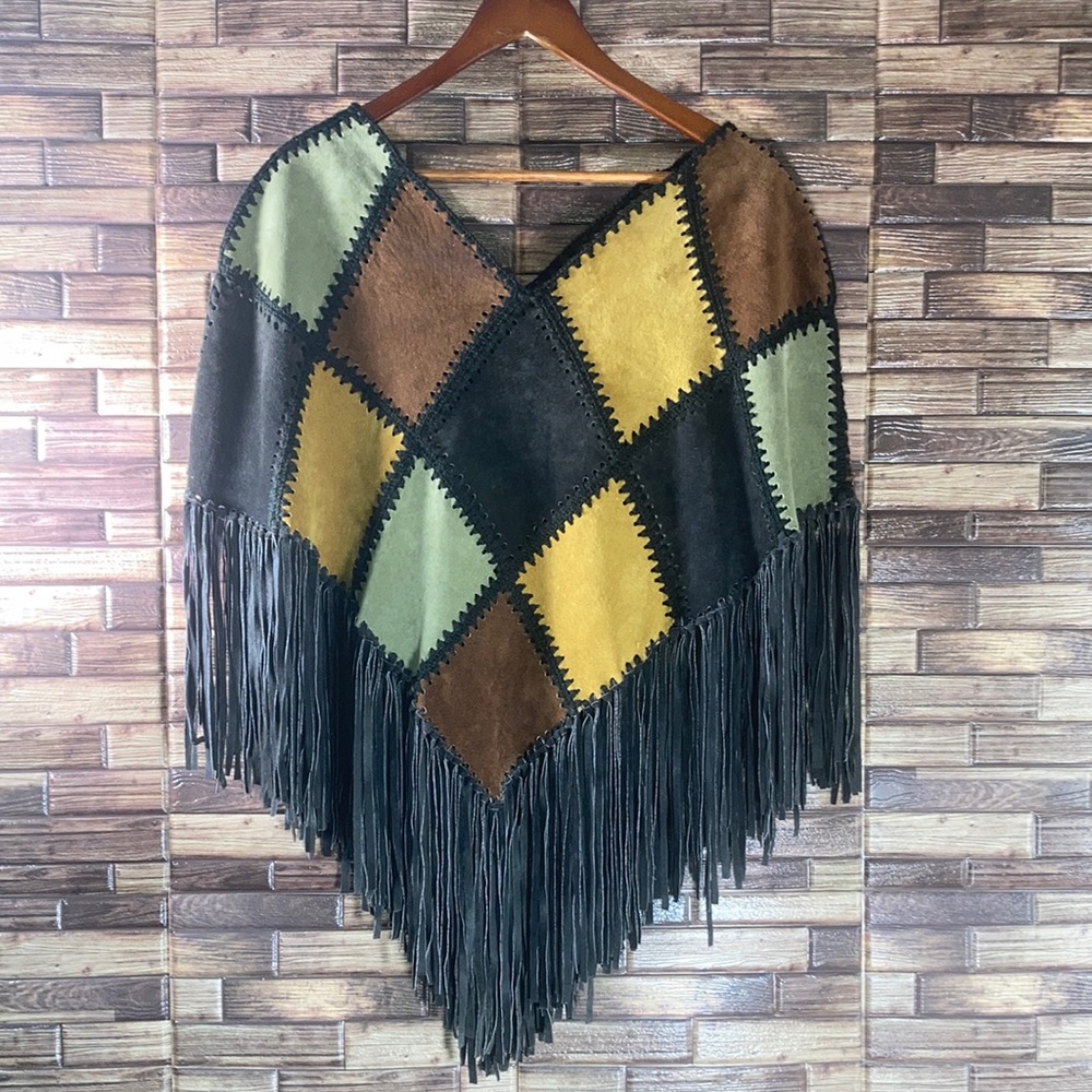 Pre Owned Maxima Wilsons Leather Patchwork Fringe… - image 1